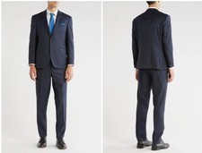 Ted Baker Men's Navy Blue Jones Trim Fit Wool Suit Size 46 R