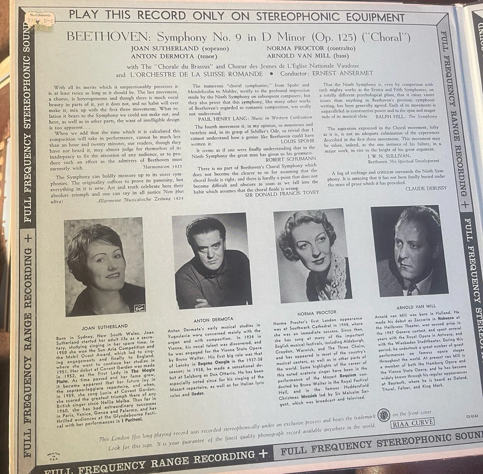 Ansermet Beethoven Ninth Sutherland Procter Dermota Van Mill - Image 4 of 4