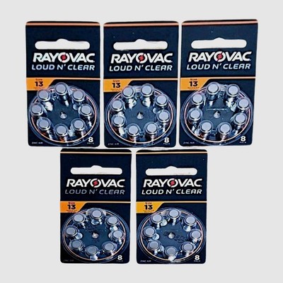 Rayovac Loud N Clear Hearing Aid Batteries Size 13 5 Packs (8) 40 Total Exp 2027