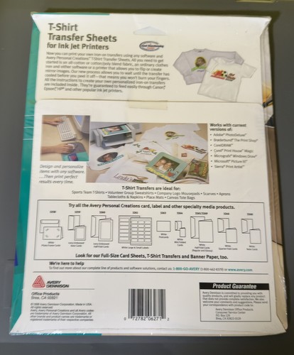 Avery T-Shirt Transfers For Inkjet Printers - For Light Fabric, 8.5"x11", 162 Sheets, Iron-On Heat Transfer Paper