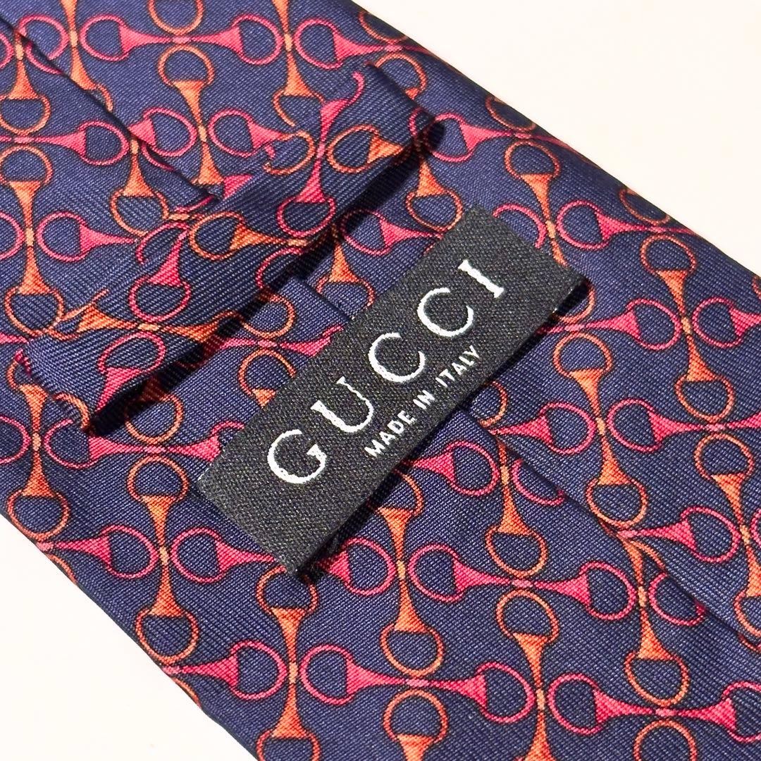 Gucci Necktie Tie 100% Silk Navy Red All-over Pattern 3.5 inches From Japan thumbnail 5