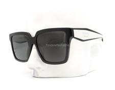 Prada Sunglasses Polished Black White Silver Logo SPR 24Z 1AB-5S0 with Case
