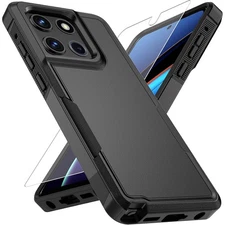 For Moto G Stylus 2025 Case Shockproof Dual Layer Phone Cover + Tempered Glass
