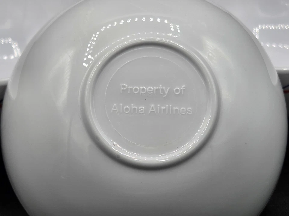 Lote de 5 Aloha Airlines Primera Clase Cuenco Plato Blanco - Nuevo Sin Usar Foto 4 de 4