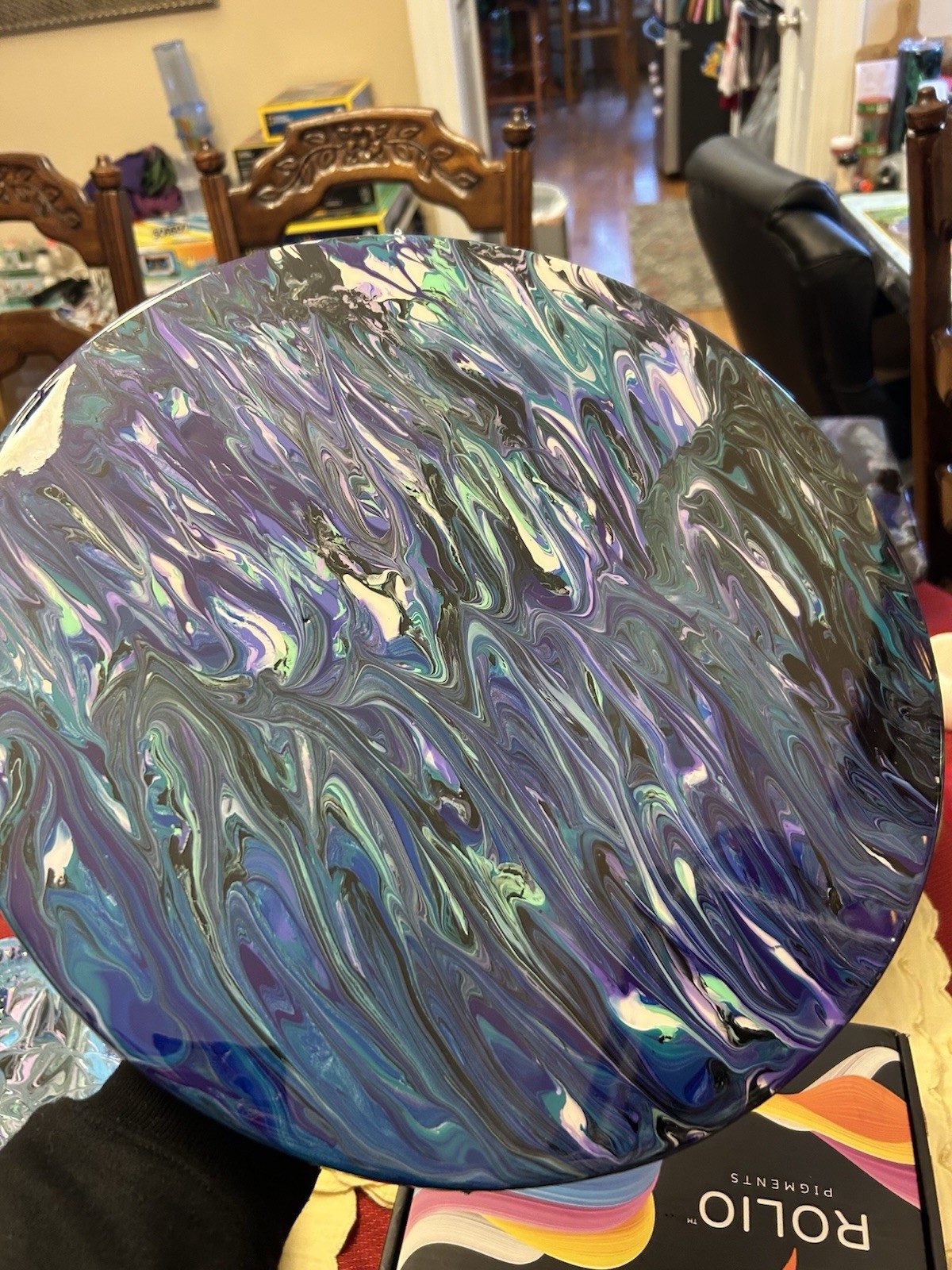 15 Inch Wood Resin Epoxy Lazy Susan Turntable-image