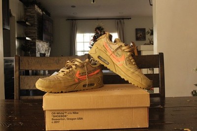 Nike Air Max 90 Off-White Desert Ore 2019 AA7293-200 Brown Mango Suede Sneaker