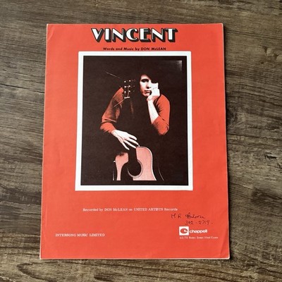 Don McLean   Vincent - Original A4 sheet music song sheet