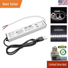 30W 12 Volt LED Power Supply, Waterproof IP67 LED Driver, 110V AC to 12V DC Conv
