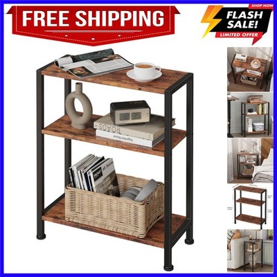 3-Tier Side Table, Small End Table, Sofa Side Table for Narrow Spaces, Slim E...