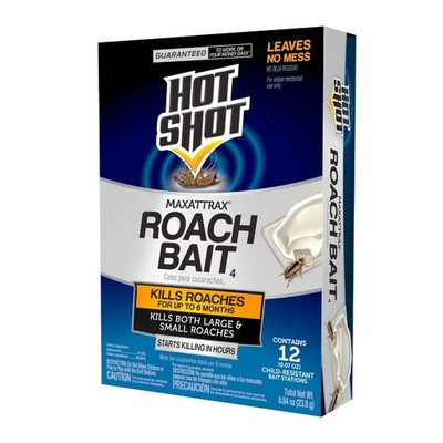 Hot Shot MaxAttrax Roach Bait Stations, Child-Resistant, 12 Count (1 Pack)