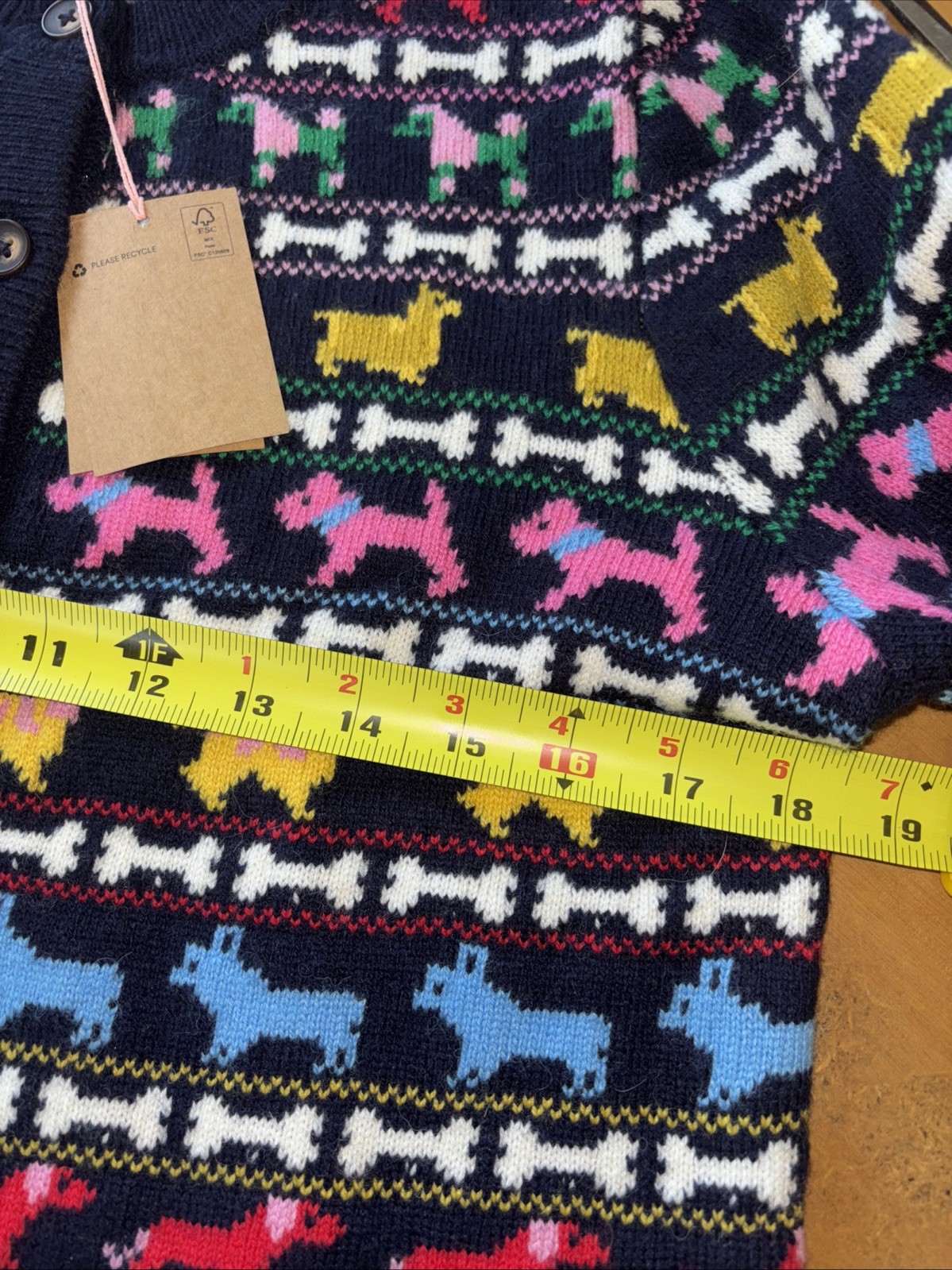 91 Boden Edie Fair Isle Dog Cardigan Sweater Navy Pups S NWT image 9