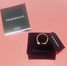 EMPORIO ARMANI Rose Gold Double Heart Ring Size O Brand New Designer Ring New