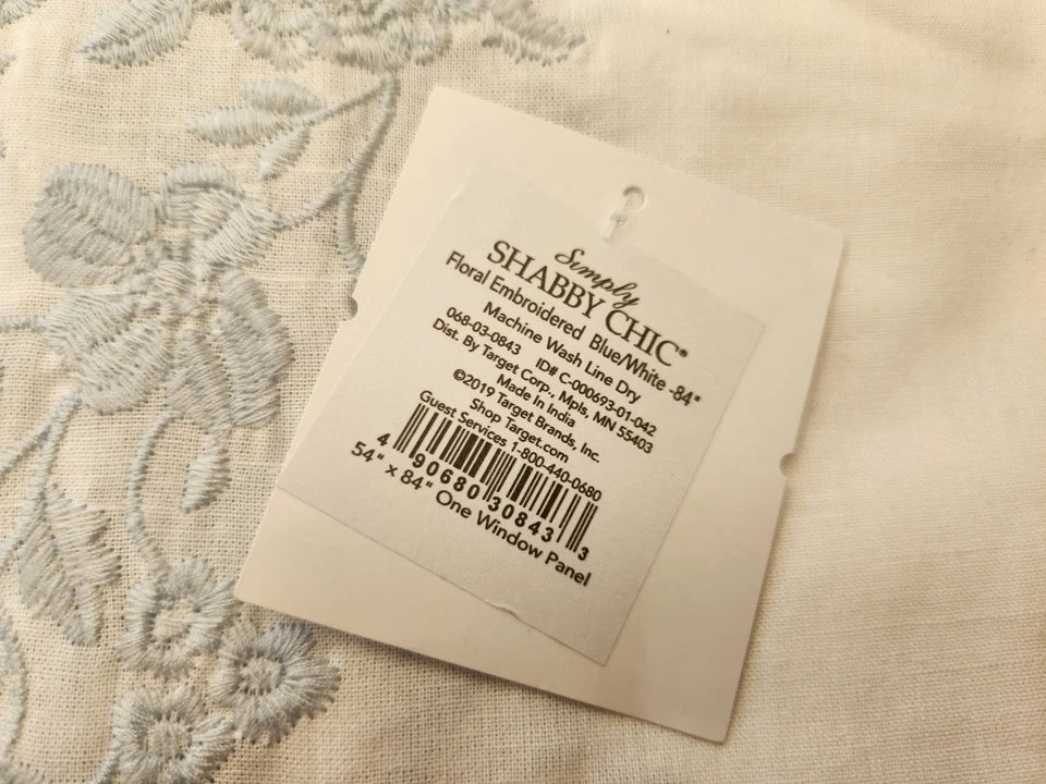 NUEVOS PANELES CORTINA SIMPLES SHABBY CHIC BORDADOS FLORALES 100% ALGODÓN Foto 3 de 4