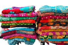 Wholesale Lot of 10 Psc Vintage Kantha Quilts Handmade Cotton Throws Blankets