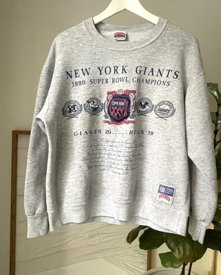 Vintage NUTMEG Athletic New York GIANTS 1990 Super Bowl Sweatshirt Large Vtg