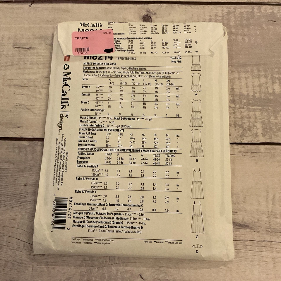 McCalls 8214 Sewing Pattern Dress Tiered Ruffles Midi Maxi Size L-XXL UNCUT - Image 2 of 3