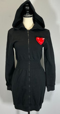 Moschino Inflatable Heart Women's Size 4 Black Zip Up Hoodie Dress NWT