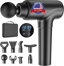 Pistola de masaje con 8 cabezales diferentes para diferentes grupos musculares