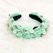 BRAND NEW WITH TAGS Girls Mint Rhinestone  Pearl Knot Headband
