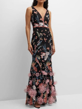  895 Marchesa Notte Size 8 Gown Butterfly Murmuring Appliqu  Embellished Dress