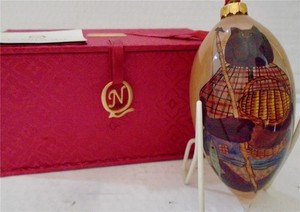 Fisherman Cat NeQua Art Blown Glass Ornament with box Diane Knott artist Fisher