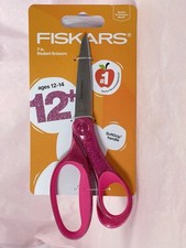 Fiskars Student Glitter Scissors Pink 7" Ages 12 Up Comfort Soft Gip NEW