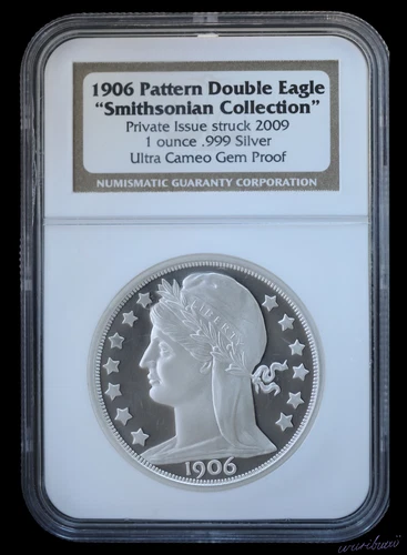1906 Pattern Double Eagle Smithsonian Ultra Cameo Gem 1 Troy Oz 999 Silver - NGC