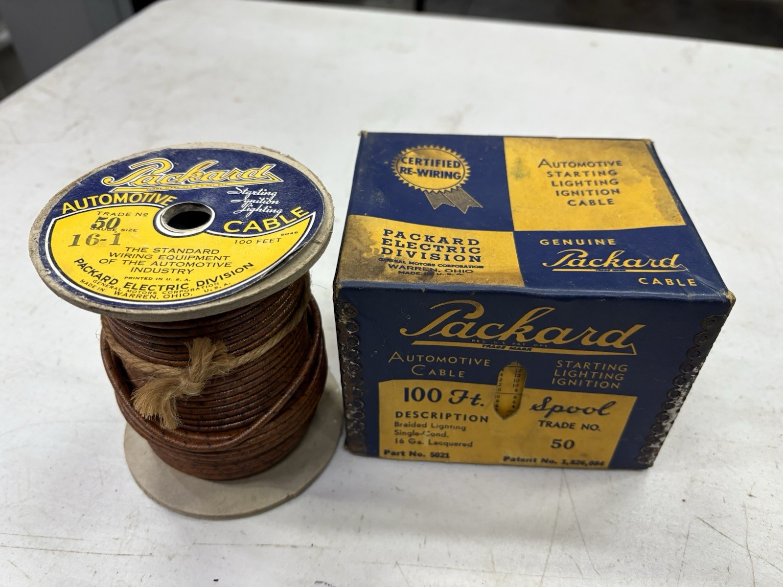 Vintage NOS Packard 16-1 Cloth Laquered Wire Spool 100’ TROG 1932 Ford