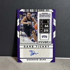 2020-21 Contenders Draft Picks Game Ticket Blue /99 Desmond Bane Rookie Auto RC