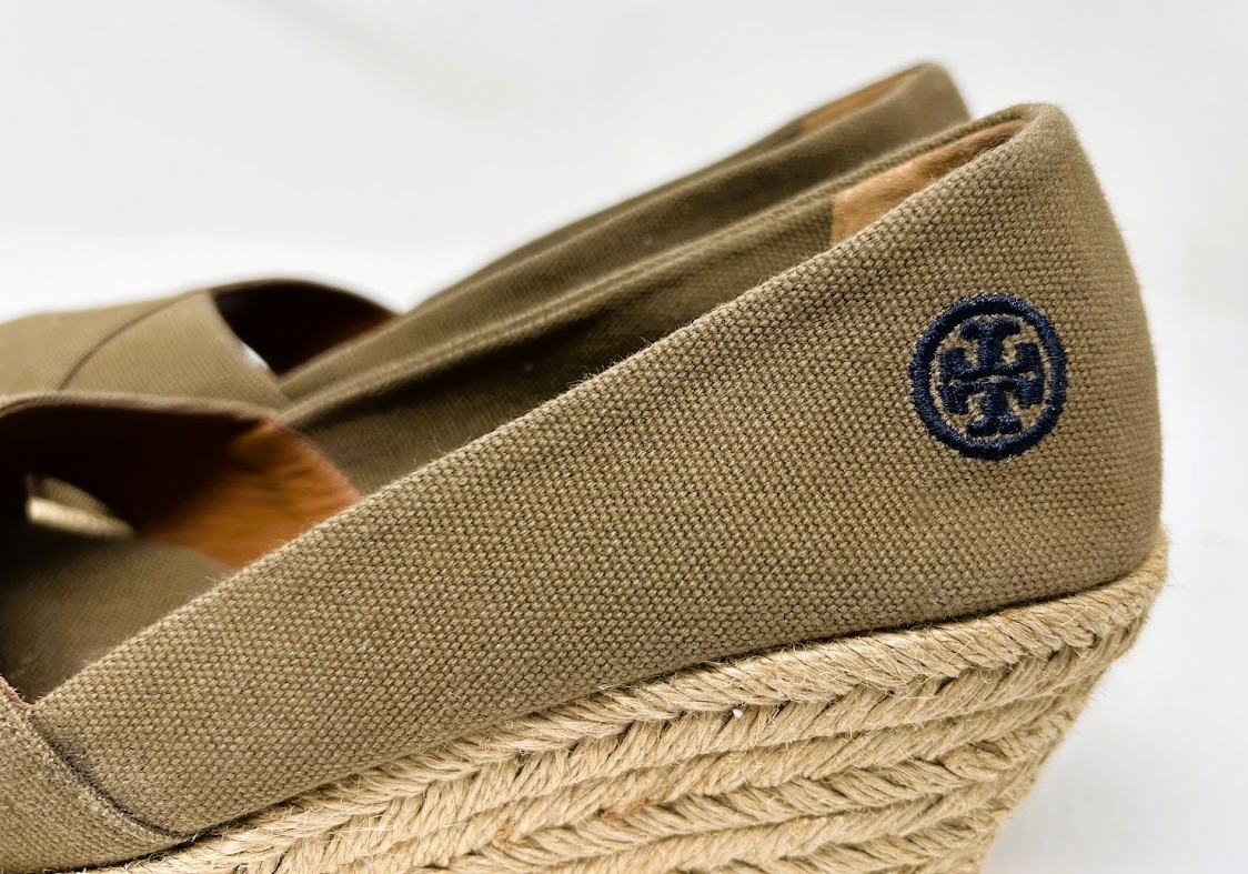 Tory Burch Filipa Criss Cross Espadrille Platform Wedge Olive Canvas Shoes 9 B thumbnail 7