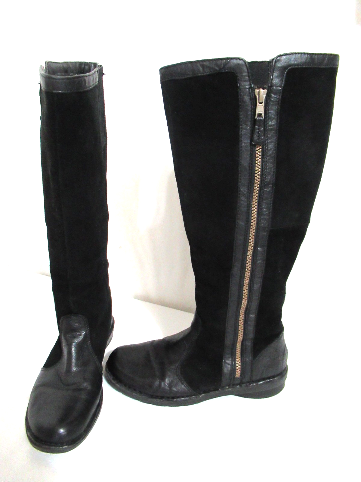 Clarks Bendables Women's Size 8 Black Suede & Leather Tall Boots Side Zipper