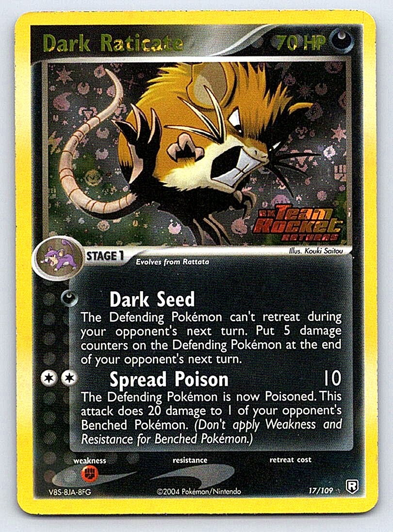 Dark Raticate 17/109 Rare Team Rocket Returns Pokemon Reverse Holo