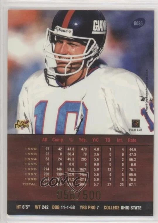 1999 Playoff Prestige SSD Spectrum Green /500 Kent Graham #B086 - Image 2 of 2