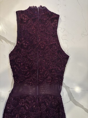 Vintage 90’s Evening Formal Party Maxi Dress Back Slit Purple Plum 7 SMALL - Picture 8 of 11