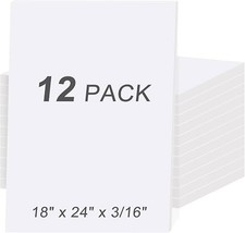 White Foam Board 18x24 in 12 Pack 5mm Thick Acid-Free Foam Core Sheets