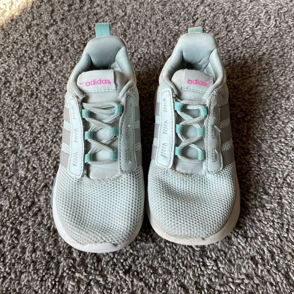 Adidas Niñas Pequeñas 9K Lite Corredor Verde Azulado Rosa Sin Corbata Tenis Zapatos sin Cordones Foto 3 de 4