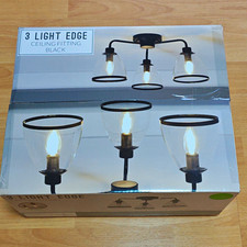 The Range 3 Light Edge 3-Light Ceiling Light Black Finish Glass Shades CSL/39832