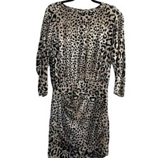 Zara Dress Women's Size XS 3/4 Sleeve Leopard Print Mini Wrap Front