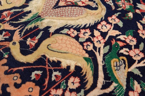 Isfahan mit Seide 161x106cm Handgeknüpfter Perserteppich Orient Carpet Wolle - Bild 10 von 12