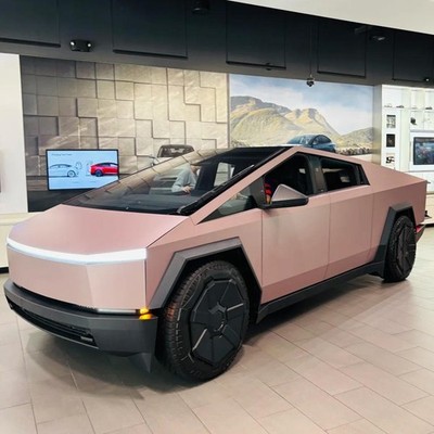 Cybertruck DIY PPF Paint Protection Film Wrap Color Change Matte Cosmos Pink