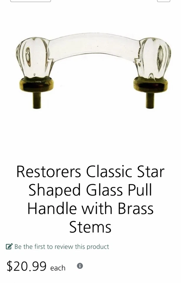 "Herrajes de restauración en forma de estrella tiradores de vidrio transparente y latón 3"" ¡Nuevo! Juego de 8 Foto 2 de 4