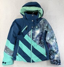 Obermeyer Teen XL 18 Insulated Ski Snowboard Jacket Blue Teal Geometric
