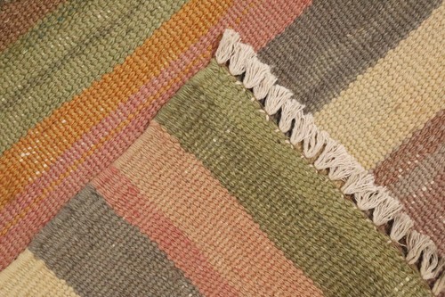 Kilim Turkish Area Rug 6x11 Flat-weave Striped Vegetable Dye Oriental Carpet - Picture 9 of 11