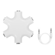 1Pcs 3.5mm Multi Headphone Splitter with 0.9" Cable 3.5mm , 5 in 1, White