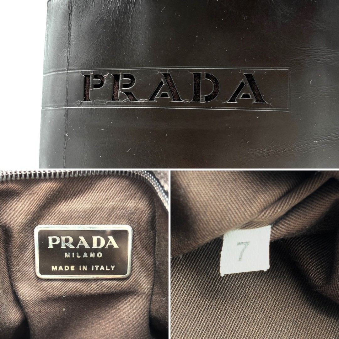 PRADA Tote Bag Logo Cutwork Handbag White Tag Shoulder Carry A4 Compatible Busin thumbnail 10