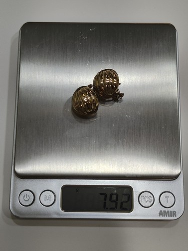 14K Yellow Gold Button Post Earrings Omega Backs 7.92g - Picture 13 of 13
