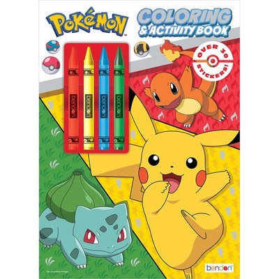 POKEMON COLOR AND ACTIVITY BOOK WITH 4 CRAYONS