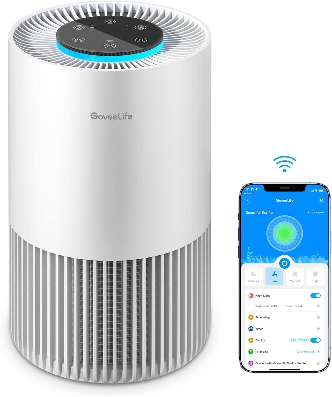 Govee Life Smart Air Purifiers For Bedroom, Hepa Portable Filter Cleaner Wifi