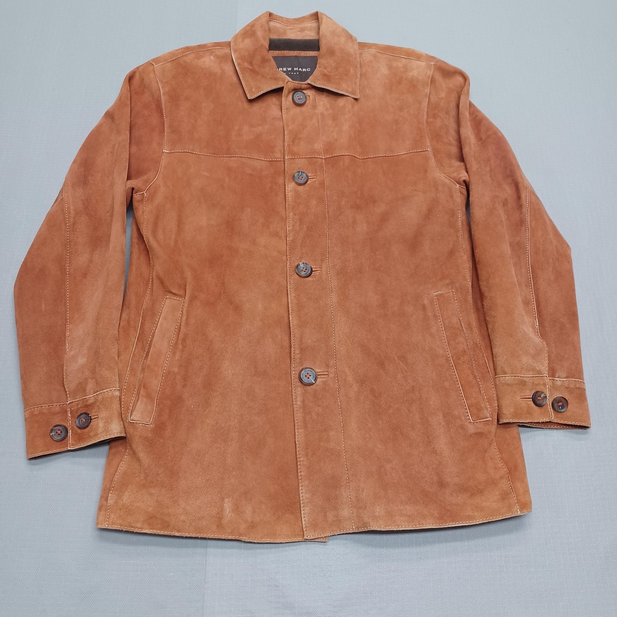 Andrew Marc Jacket Mens Small Suede Leather Button Up Classic Coat