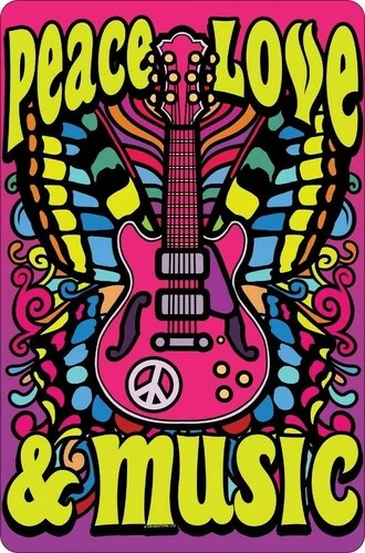 Vintage Peace Love Music Street Garage Tin Metal Signs Home Décor 8x12
